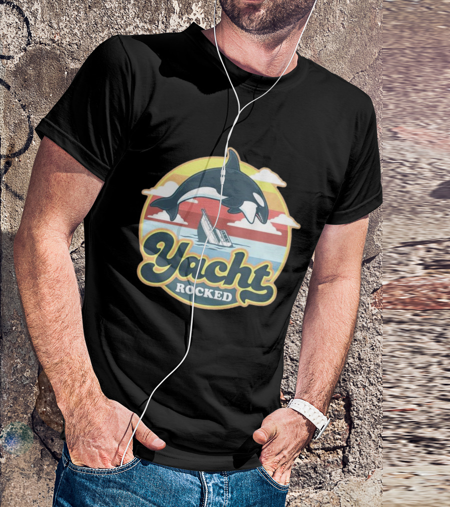 Yacht Rocked Whale Ocean Scene T-Shirt
