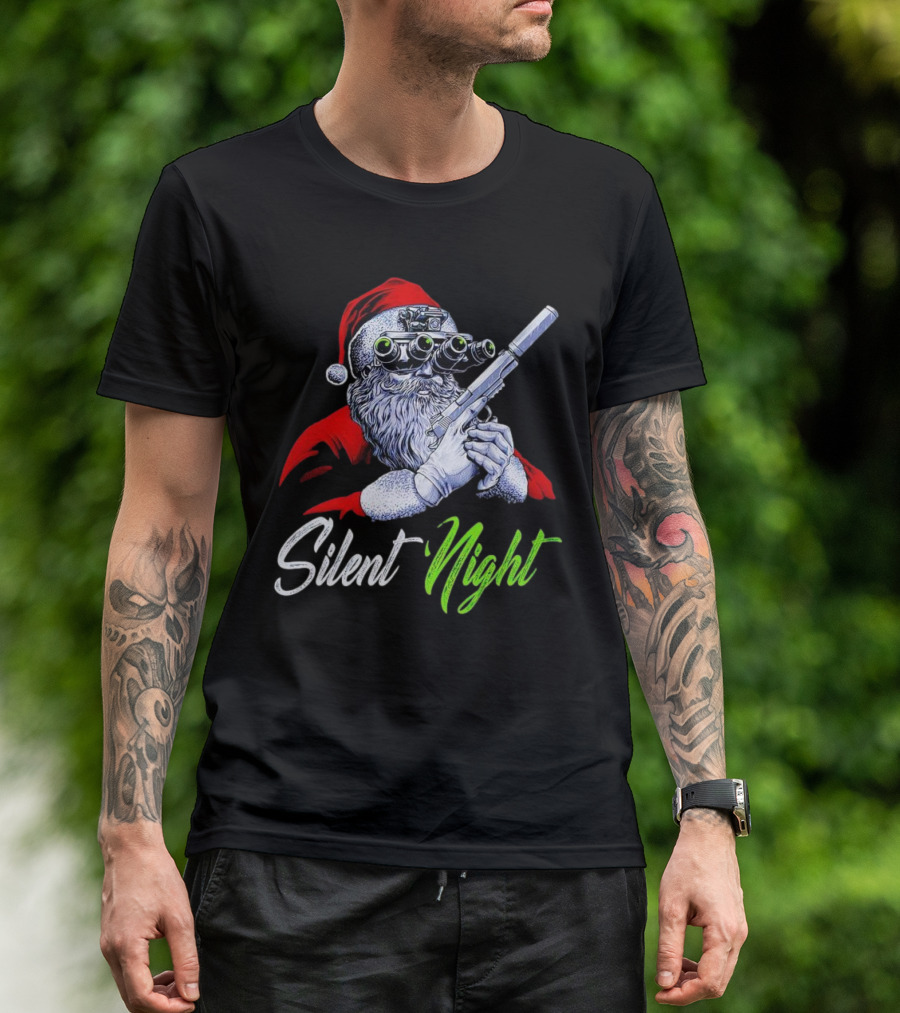 Silent Night Santa Claus With Night Vision And Rifle T-Shirt