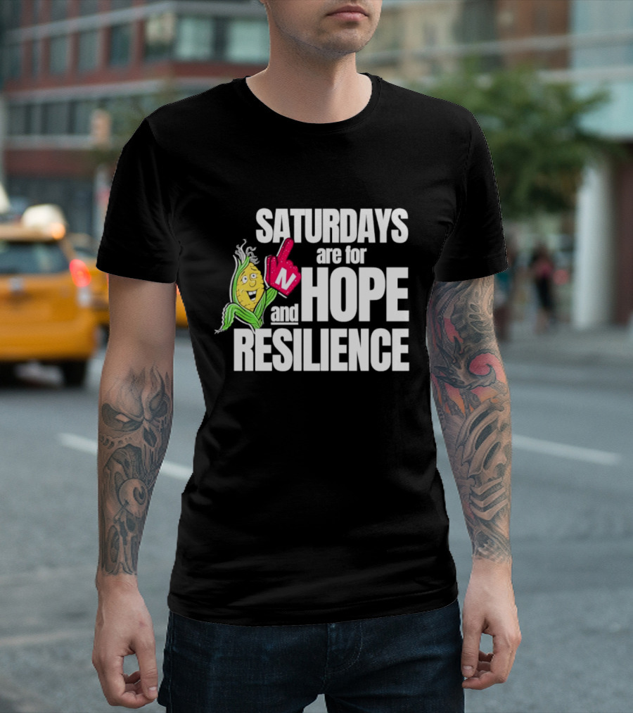 Saturdays Are For Hope And Resilience Corn Mascot And Foam Finger T-Shirt