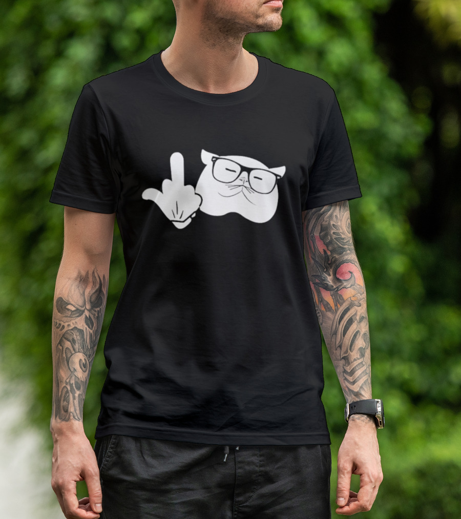 Catturd Birdturd Middle Finger Cat Glasses T-Shirt