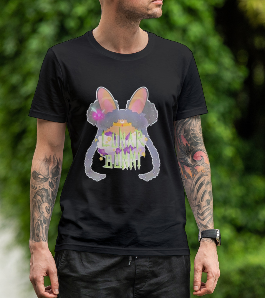 Bunnii Gang Lunar Bunnii Cosmic Ears Vibrant Text Elements T-Shirt
