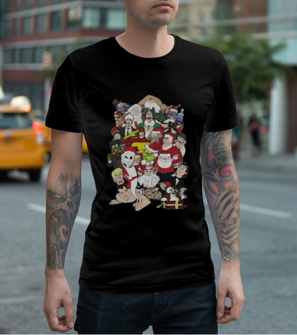 Naughty Or Nice Christmas Chaos Characters Featuring Santa Grinch Gizmo Jack Frost T-Shirt