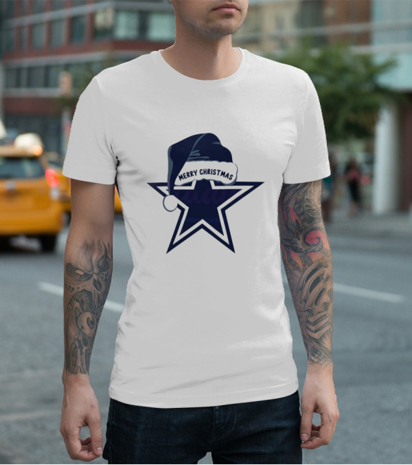 Dallas Cowboys Merry Christmas Santa Hat Star T-Shirt