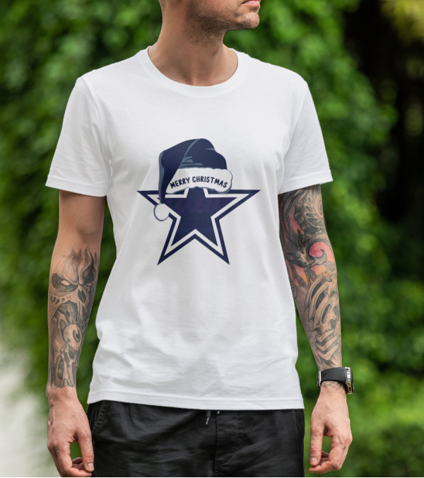 Dallas Cowboys Merry Christmas Santa Hat Star T-Shirt