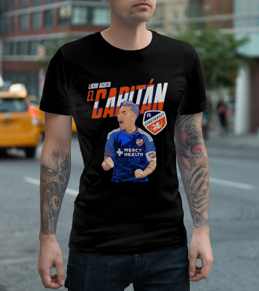 FC Cincinnati Lucho Acosta El Capitan Mercy Health Soccer Captain T-Shirt