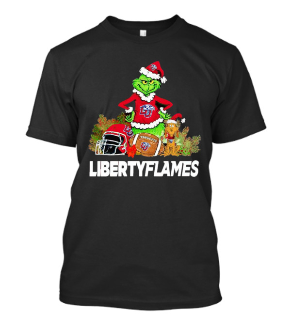 Grinch Liberty Flames Christmas Football FIU Santa Hat T-Shirt