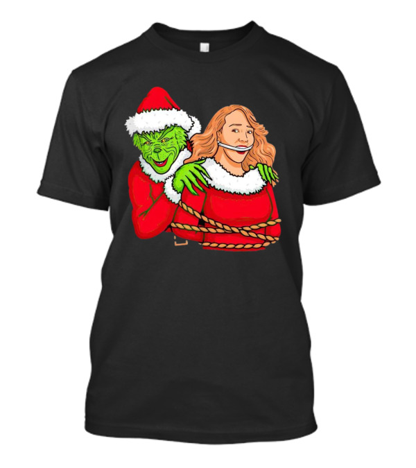 Grinch Ties Up Mariah Carey Christmas Santa Costume T-Shirt