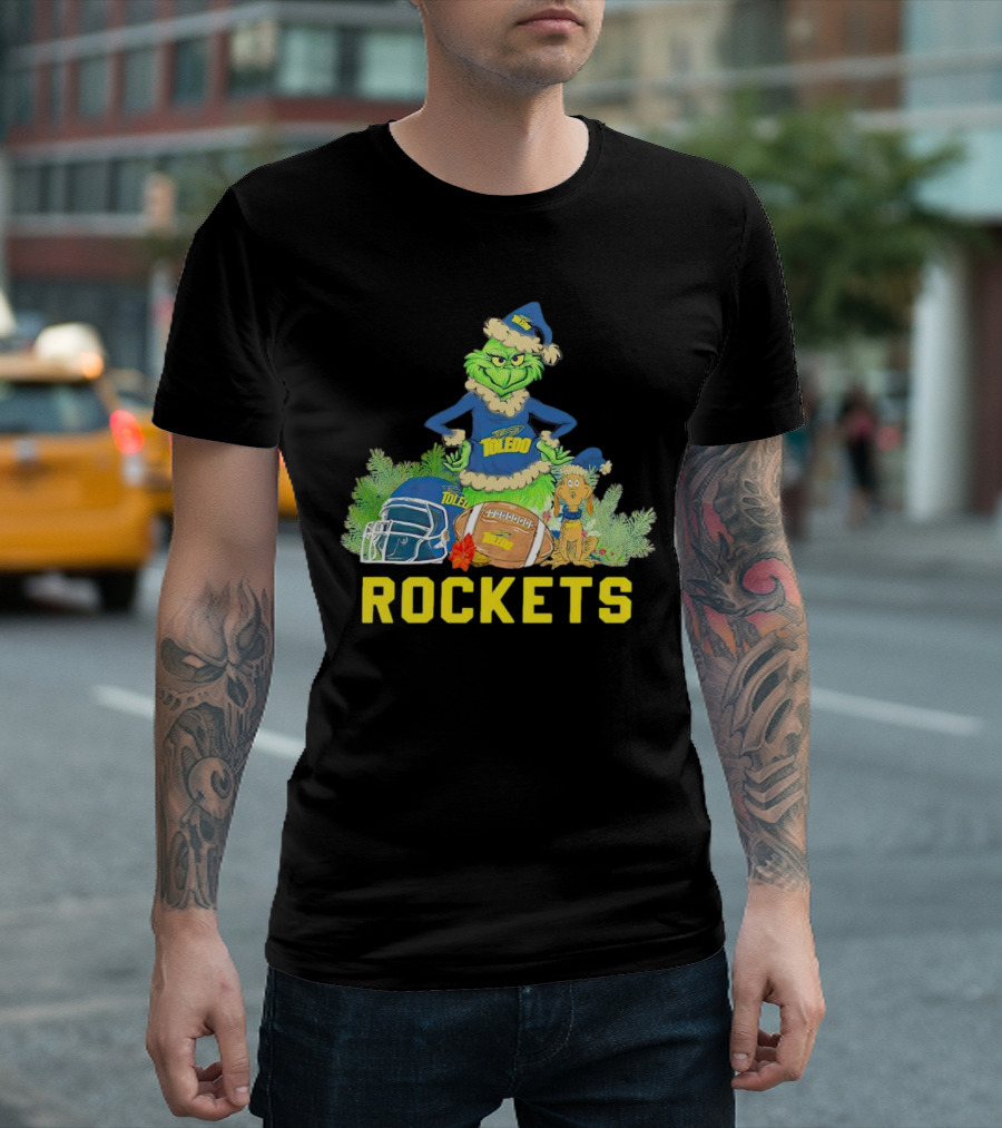 Grinch Toledo Rockets Christmas Football Festive Spirit T-Shirt