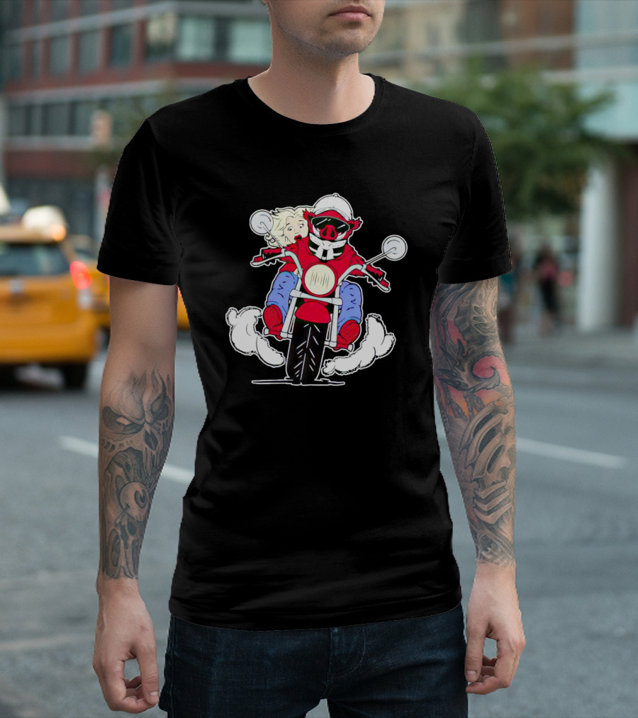 Arkansas Razorbacks Mascot Riding Motorcycle With Passenger T-Shirt