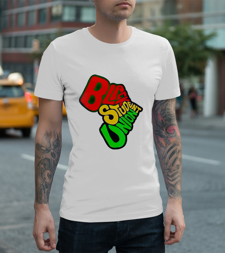 Black Student Union Red Yellow Green Text T-Shirt