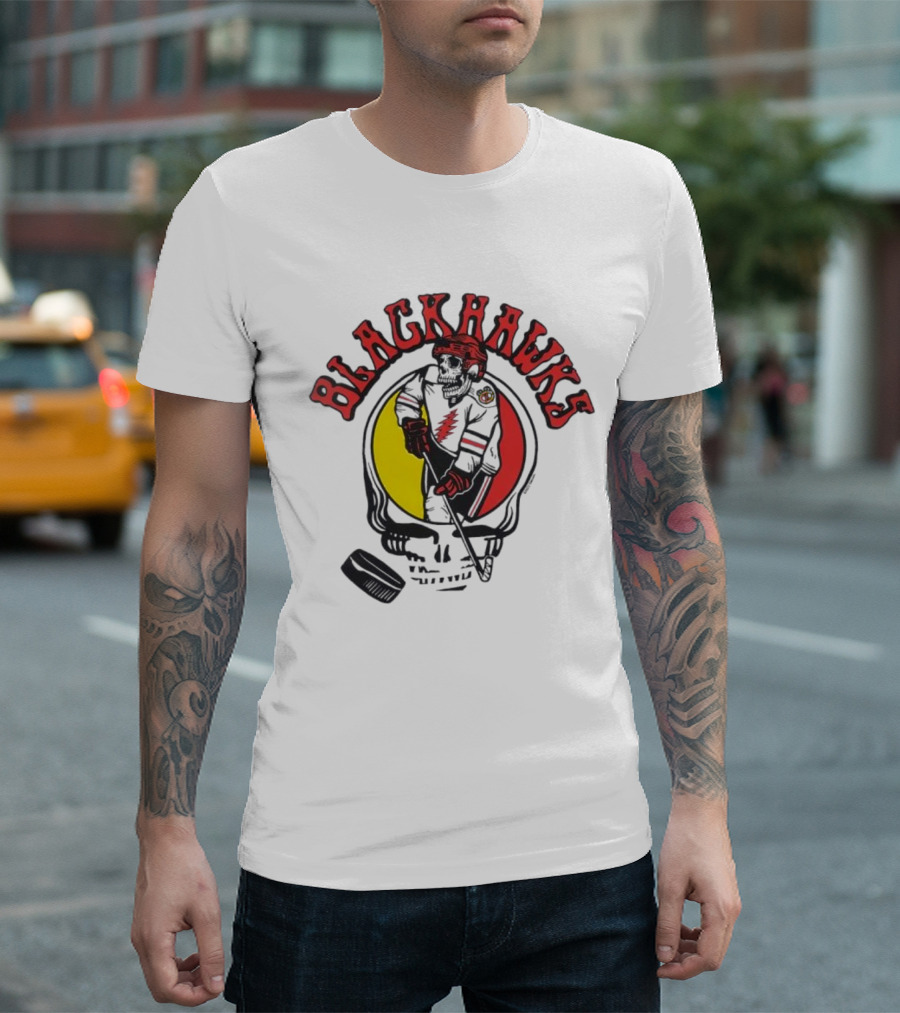 Blackhawks Grateful Dead Hockey Fusion T-Shirt