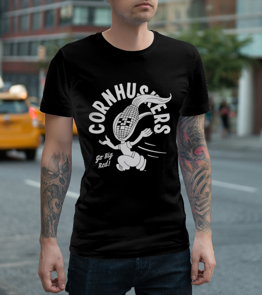 Cornhuskers Go Big Red Retro Mascot Character T-Shirt