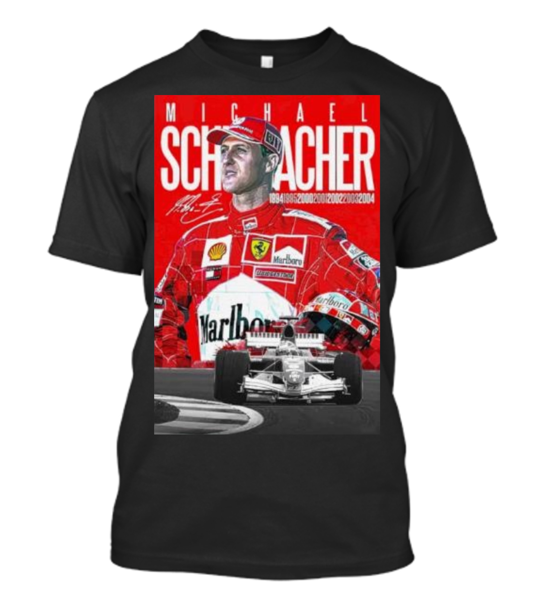 Michael Schumacher Formula 1 Champion Racing Ferrari Legend 1994 1995 2000 2001 2002 2003 2004 Marlboro Shell Bridgestone T-Shirt