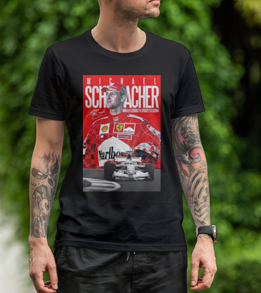 Michael Schumacher Formula 1 Champion Racing Ferrari Legend 1994 1995 2000 2001 2002 2003 2004 Marlboro Shell Bridgestone T-Shirt