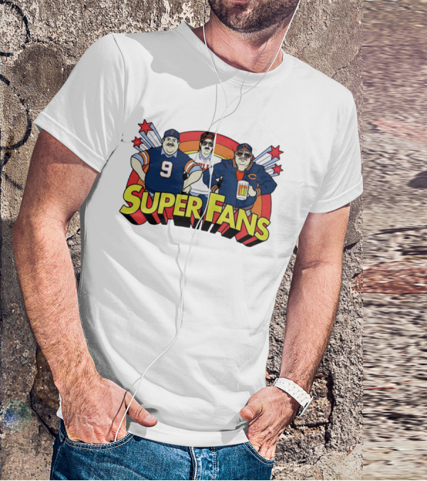 Chicago Bears Super Fans Three Illustrated Characters In Jerseys T-Shirt
