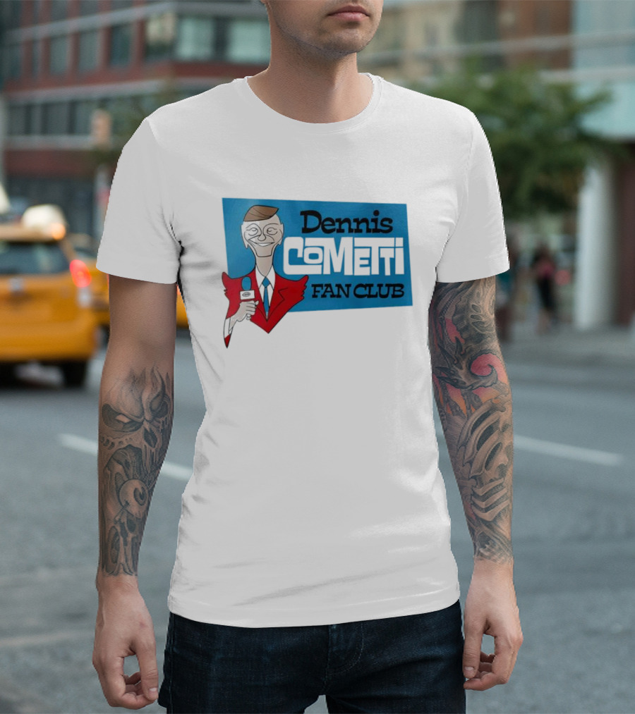Dennis Cometti Fan Club Cartoon Broadcaster With Microphone T-Shirt
