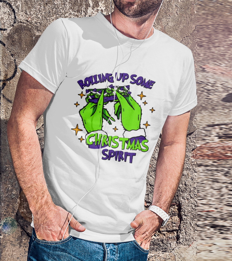 Rolling Up Some Christmas Spirit With Purple Grinch Hand T-Shirt