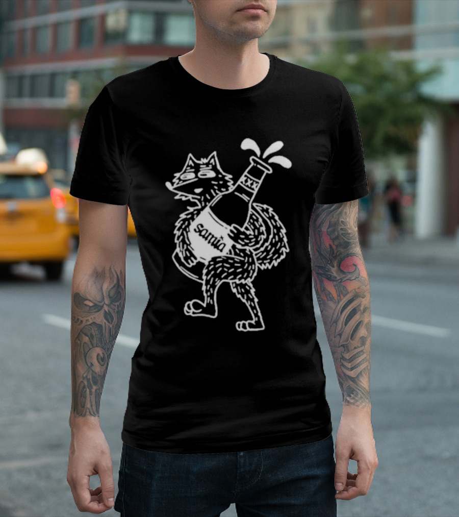 Samia Wolf Holding Overflowing Bottle T-Shirt