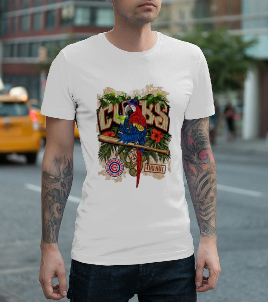 Cubs Parrot Tiki Hut South Bend Cubs Logo Tropical Baseball T-Shirt