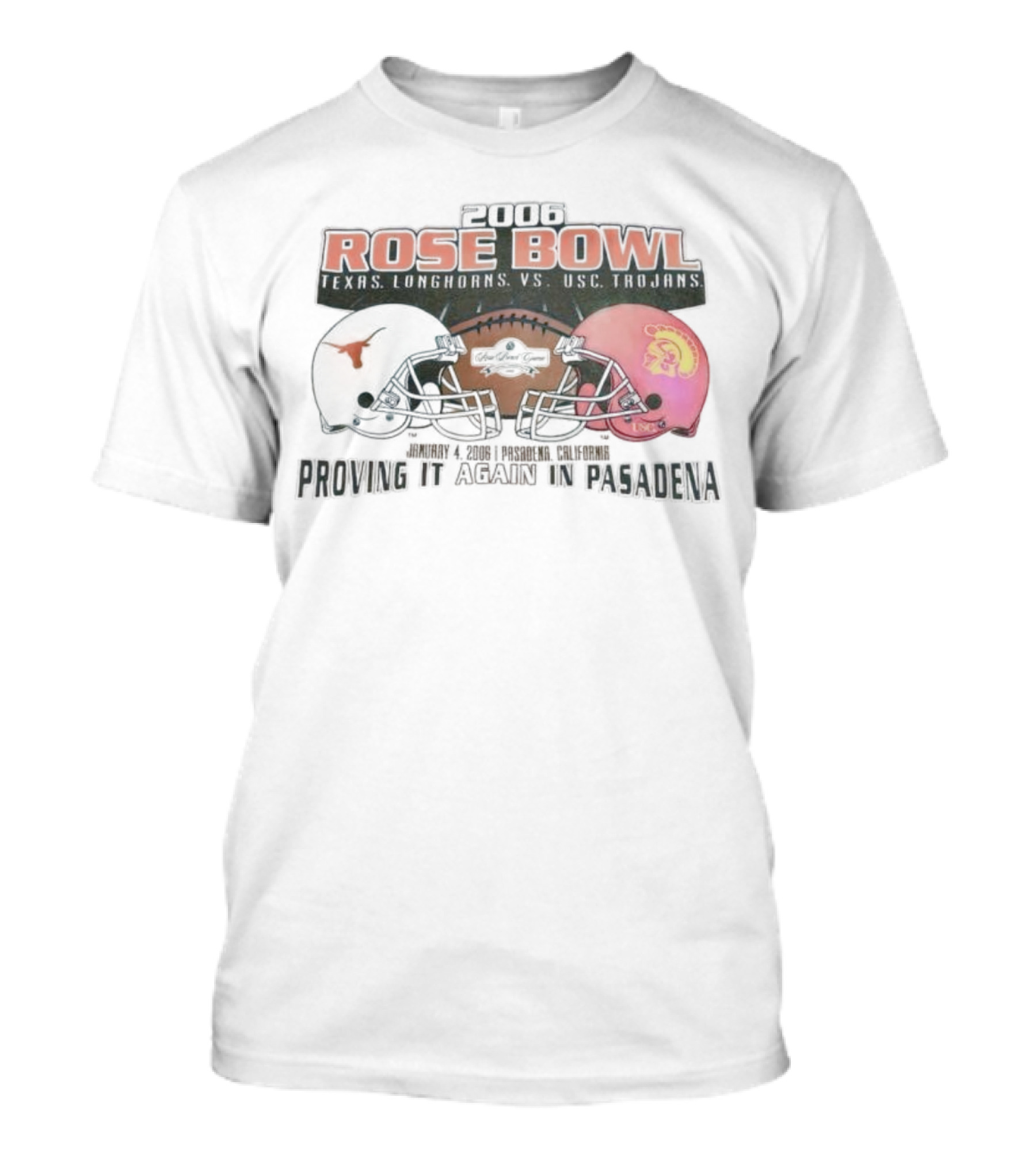 Texas Longhorns Vs USC Trojans Rose Bowl Football Helmets Vintage Stadium Showdown T-Shirt