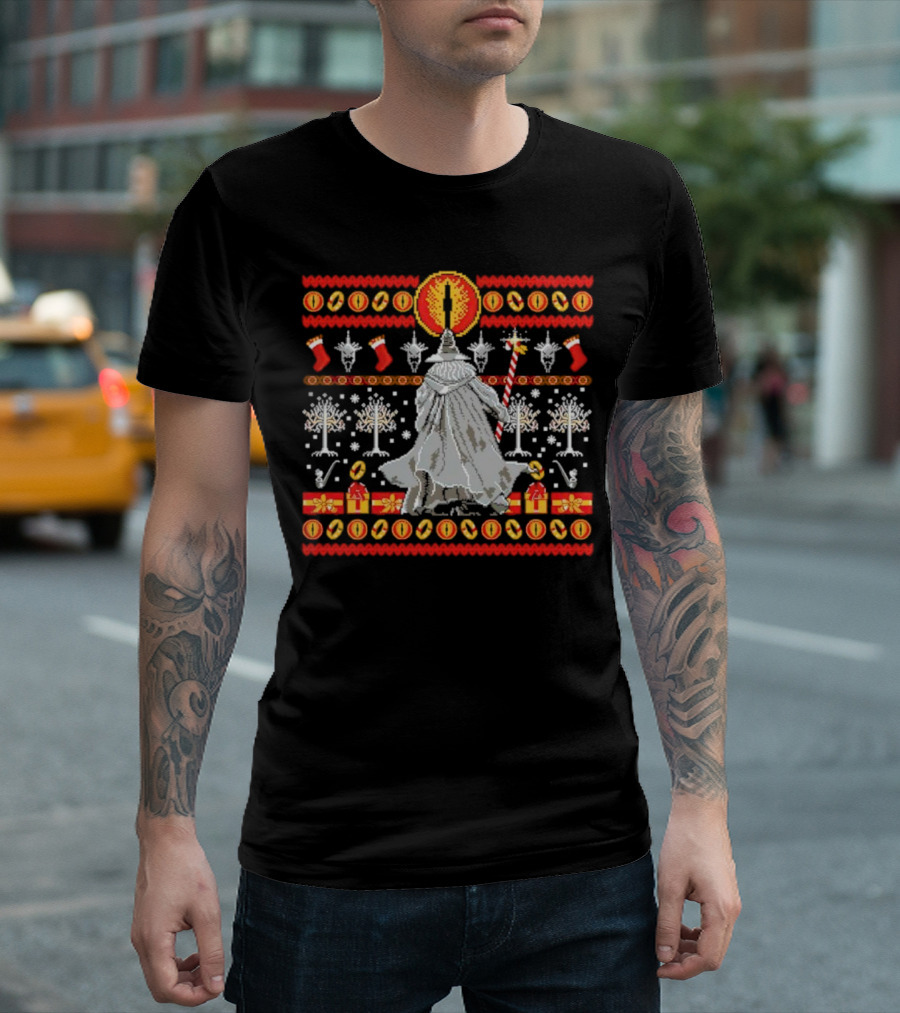 The Lord Of The Rings Eye Sauron Gandalf Christmas Tree Gifts Ugly T-Shirt