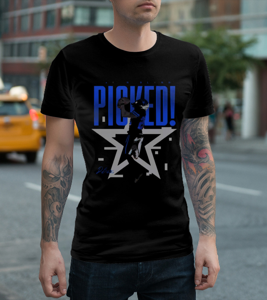 Daron Bland Picked Star Signature Football Catching Action T-Shirt
