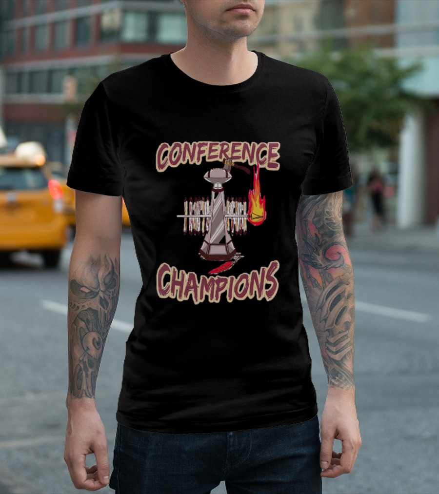 Florida State Seminoles Conference Champions Trophy Flaming Spear T-Shirt