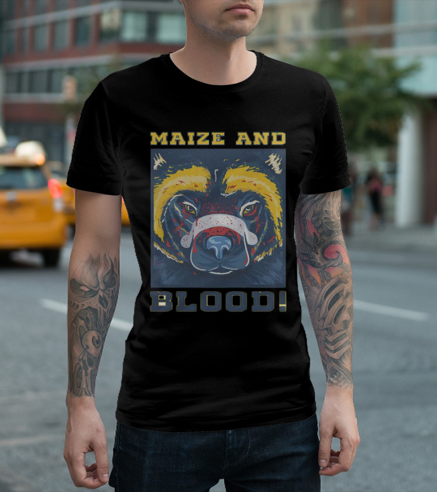 Maize And Blood Michigan Wolverines Bear T-Shirt