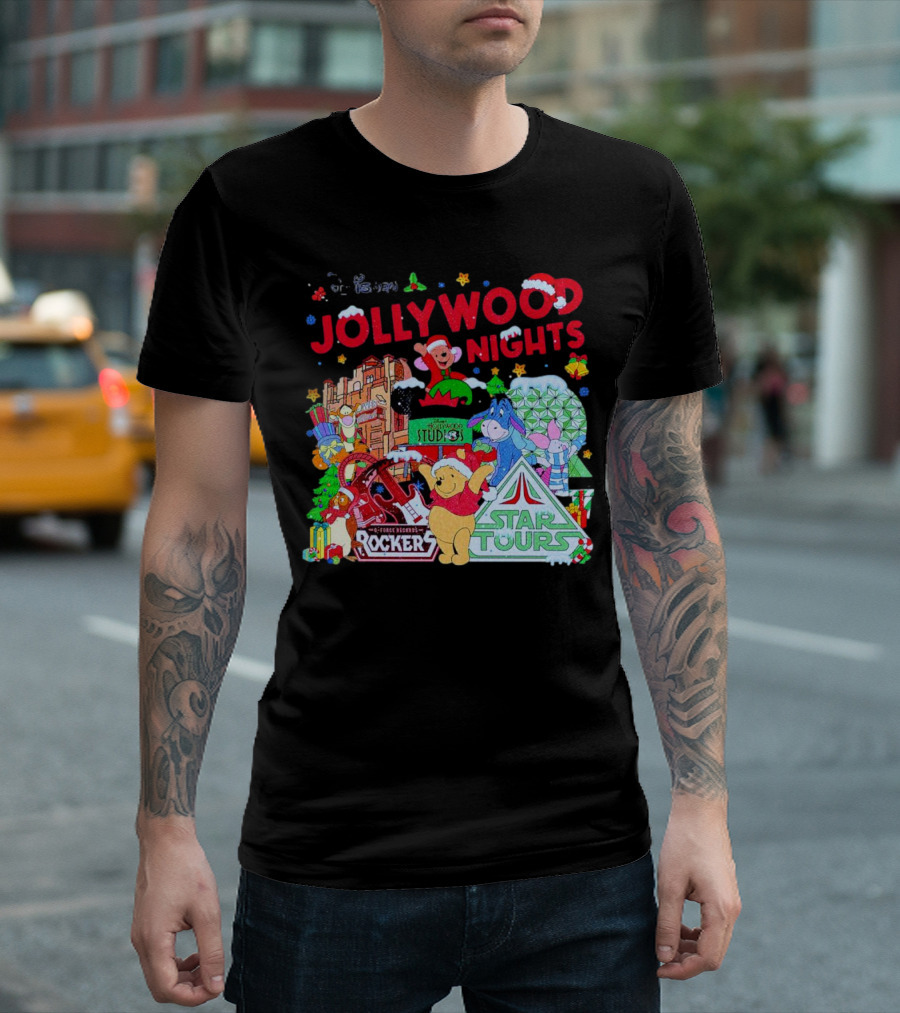 Disney Jollywood Nights Christmas Winnie the Pooh Eeyore Rockers Star Tours T-Shirt