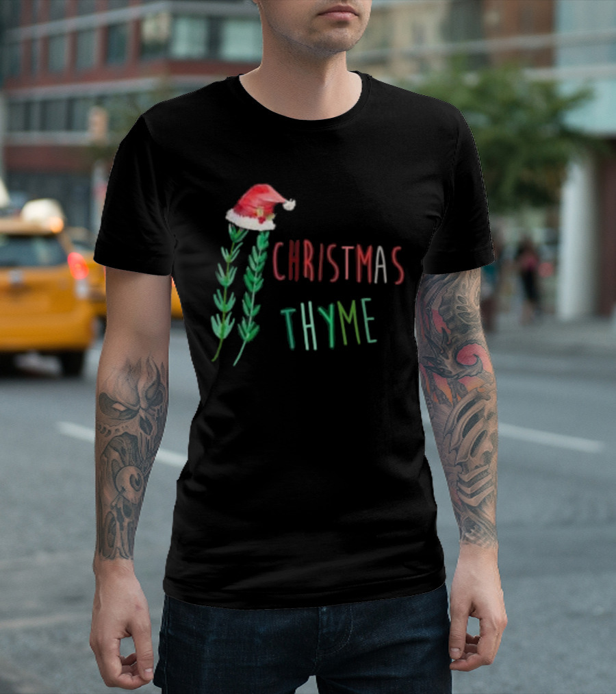 Christmas Thyme Santa Hat Herb Fun T-Shirt
