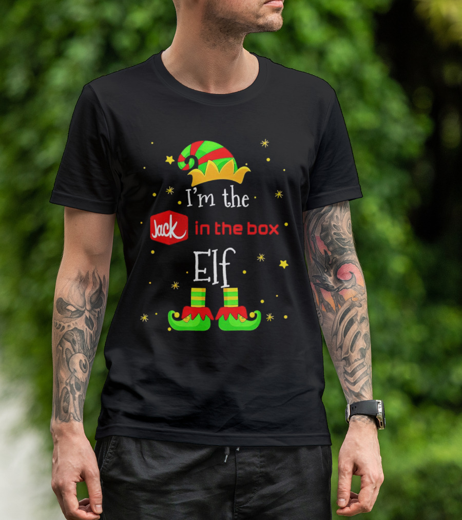 I’m The Jack In The Box Elf Christmas Green Red Hat Shoes Stars T-Shirt
