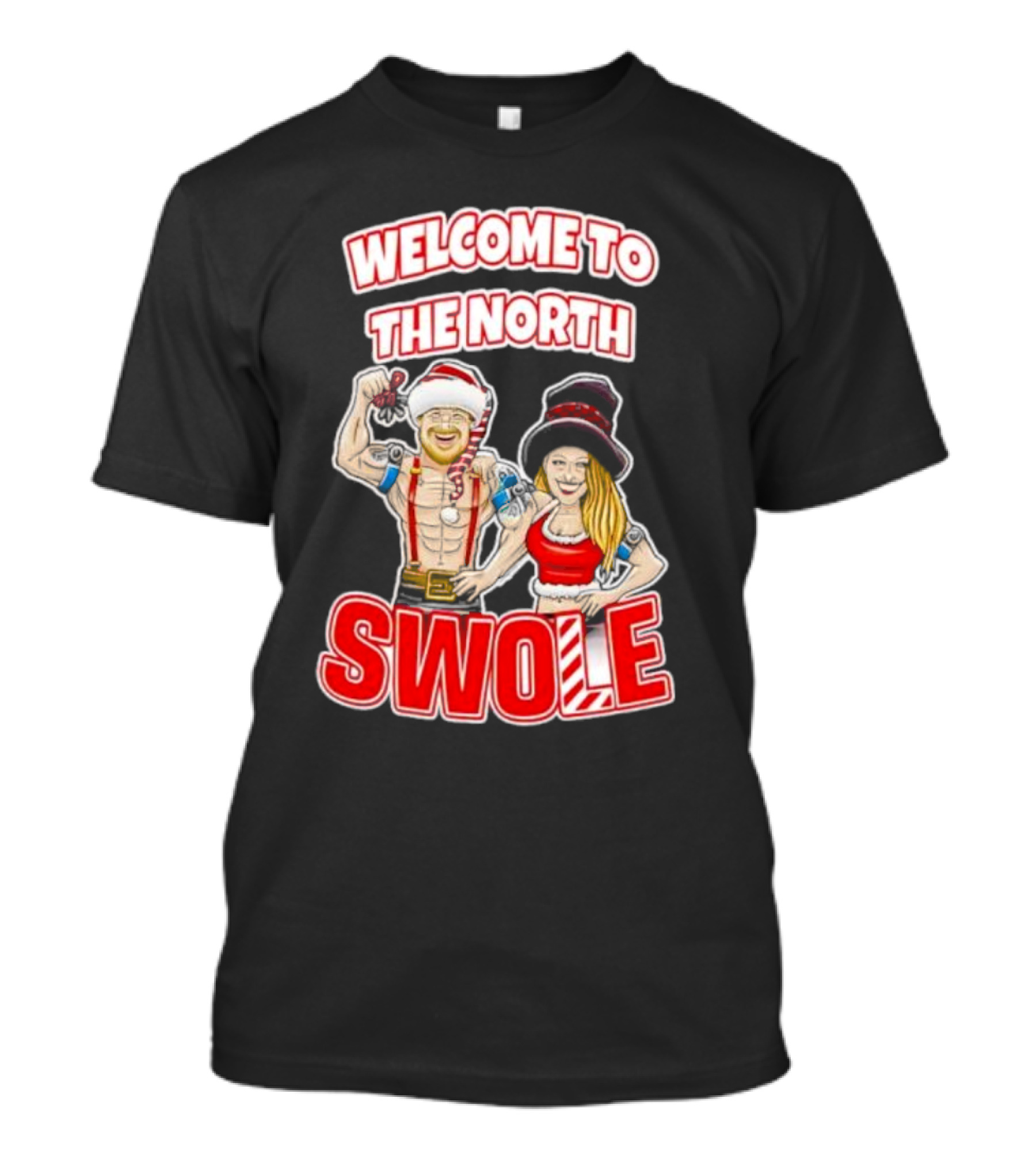 WELCOME TO THE NORTH SWOLE Santa Elf Holiday Fitness Bodybuilding Christmas Holiday T-Shirt