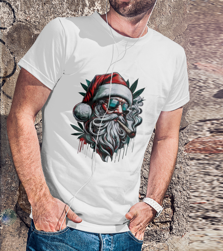 Santa Claus Smoking Weed Marijuana Christmas Holiday T-Shirt