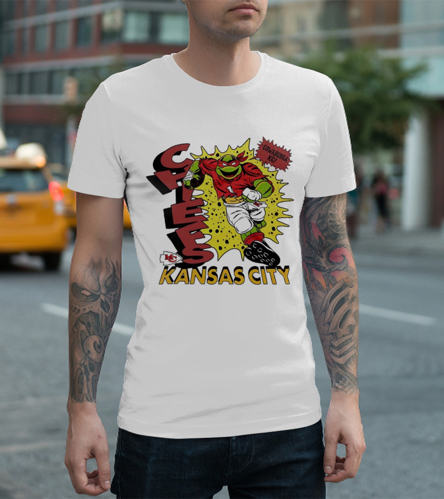 Cowabunga KC Teenage Mutant Ninja Turtles Raphael Kansas City Chiefs T-Shirt