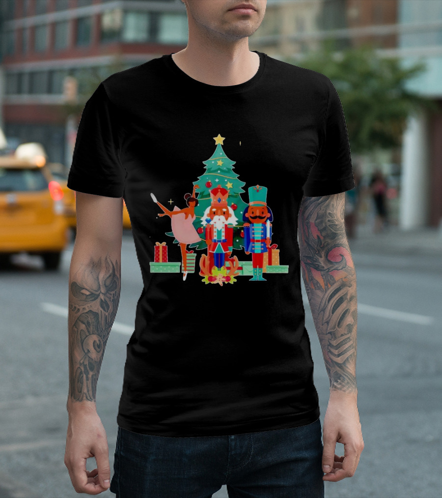 The Nutcracker Characters with Christmas Tree and Gifts T-Shirt