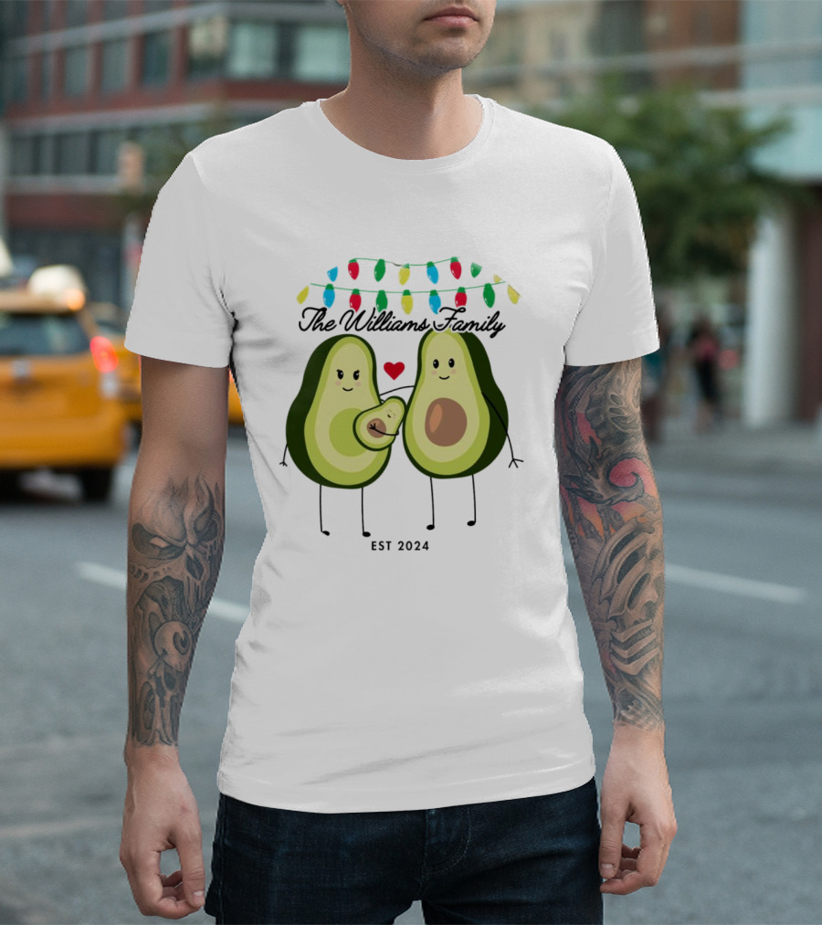 The Williams Family Baby on the Way Avocado Parents Christmas Lights Est T-Shirt