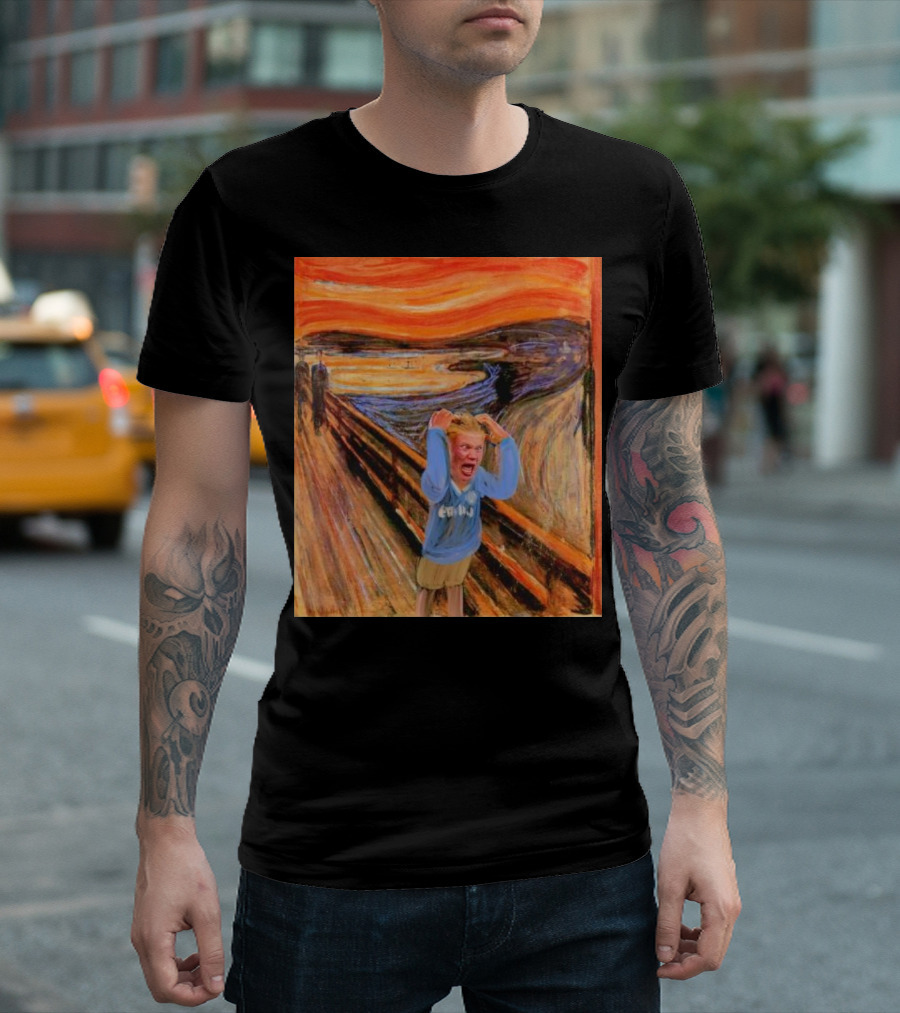 Erling Haaland Scream Painting Parody Munch Influence T-Shirt