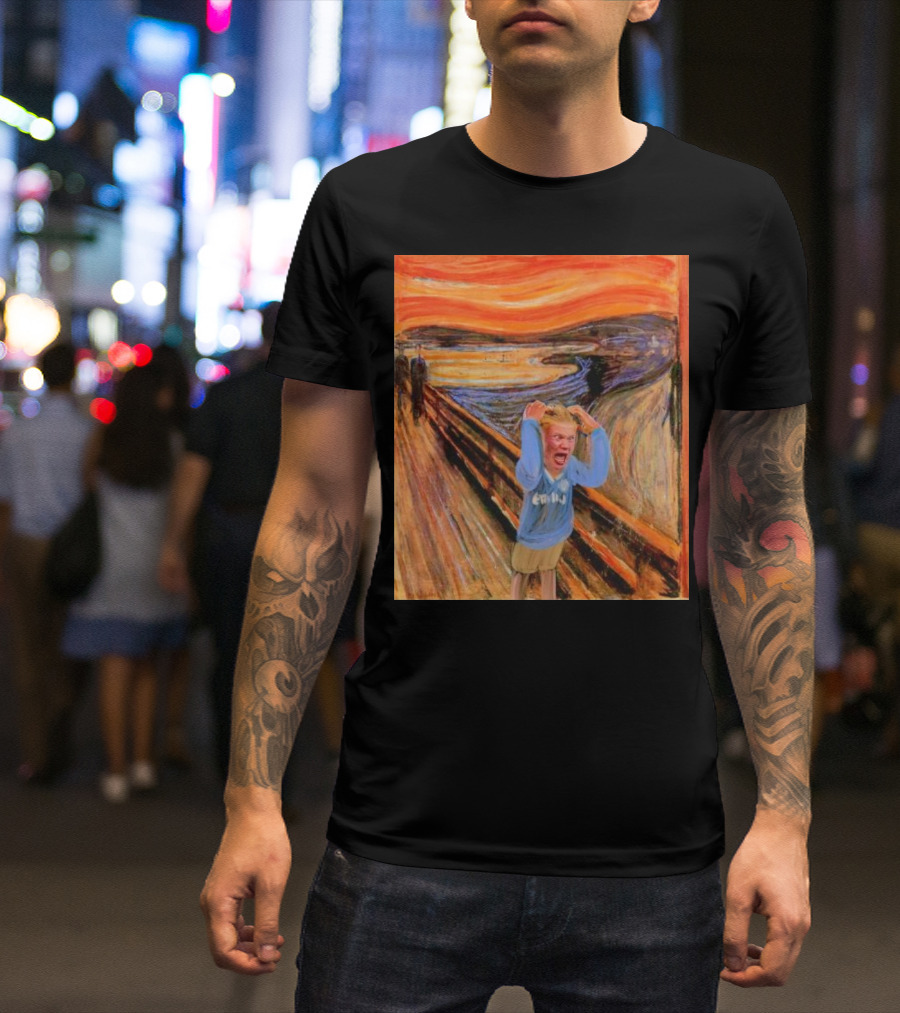 Erling Haaland Scream Painting Parody Munch Influence T-Shirt