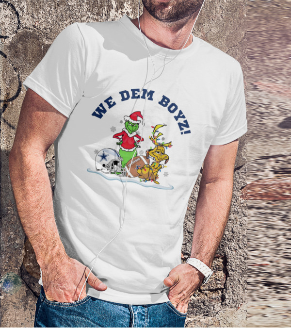 We Dem Boyz Grinch And Max Dallas Cowboys Christmas T-Shirt