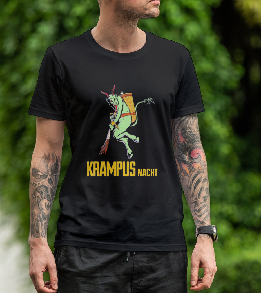 KRAMPUS NACHT Vintage Green Demon With Basket And Birch Bundle T-Shirt