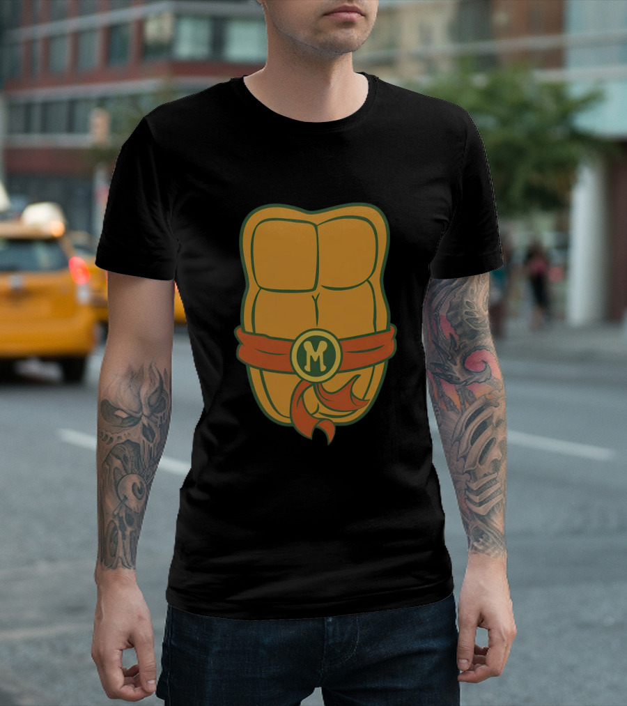 Michelangelo Turtle Shell Chest Ninja Belt M T-Shirt
