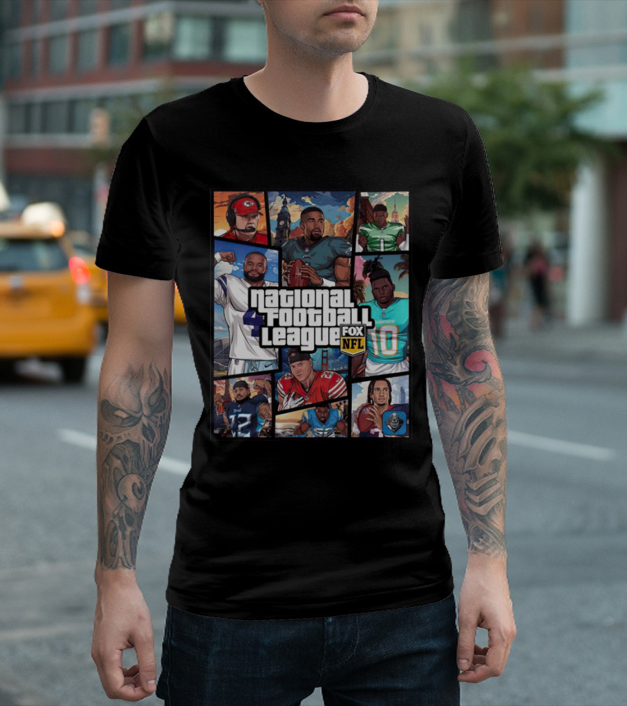 National Football League NFL Teams Players Fox Sports Grand Theft Auto T-Shirt