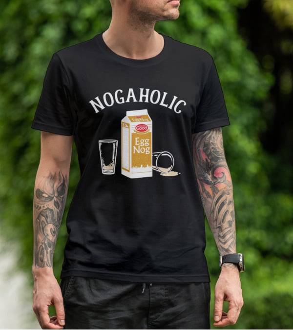 Nogaholic Wicked Good Egg Nog Carton And Glasses T-Shirt
