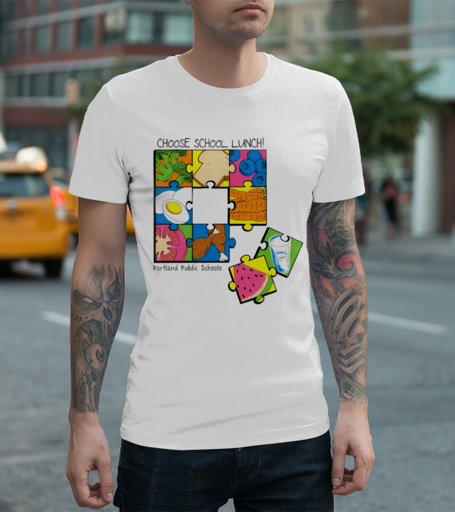Choose School Lunch Puzzle Portland Public Schools Food Elements T-Shirt