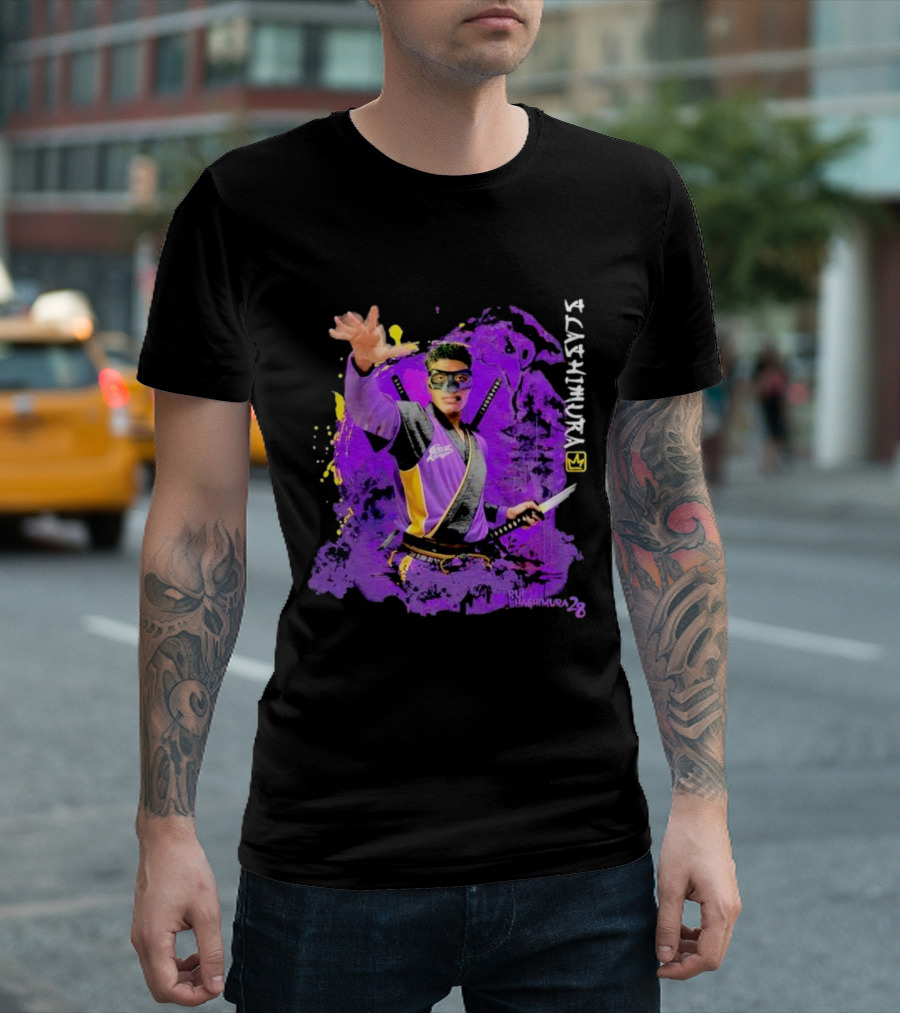 Rui Slashimura 28 Purple Warrior With Mask And Swords T-Shirt