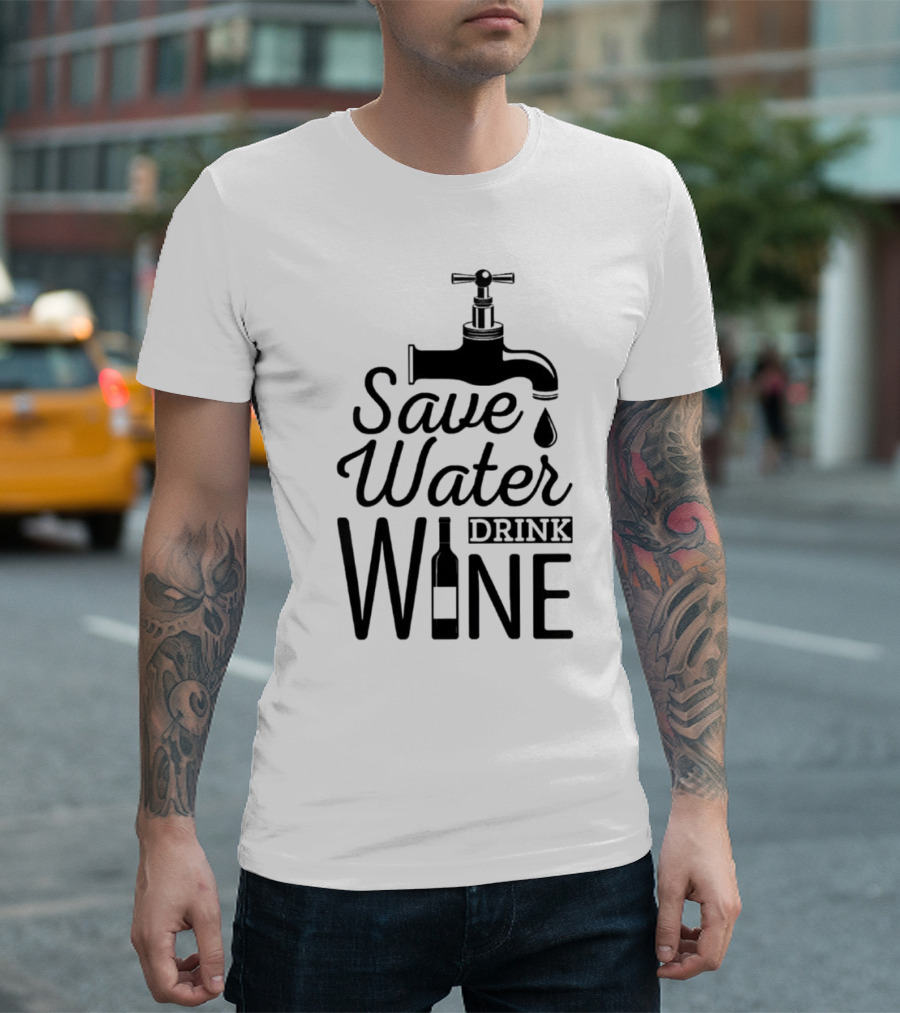 Save Water Drink Wine With Faucet And Bottle T-Shirt