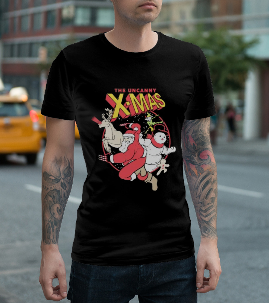 The Uncanny X-Mas Santa Snowman Reindeer Comic T-Shirt