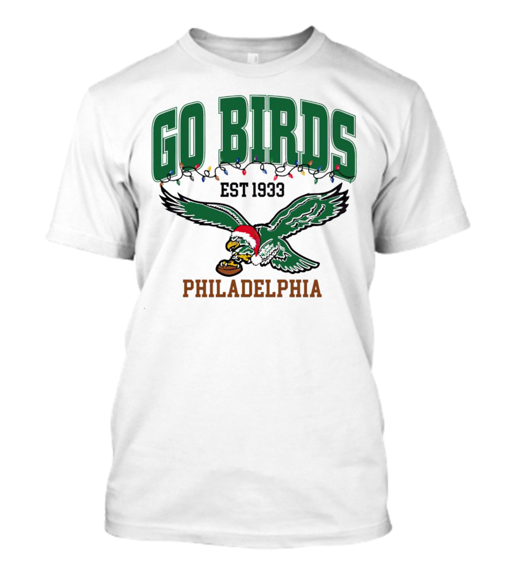 Go Birds Philadelphia Eagles Est 1933 Christmas Holiday Lights T-Shirt