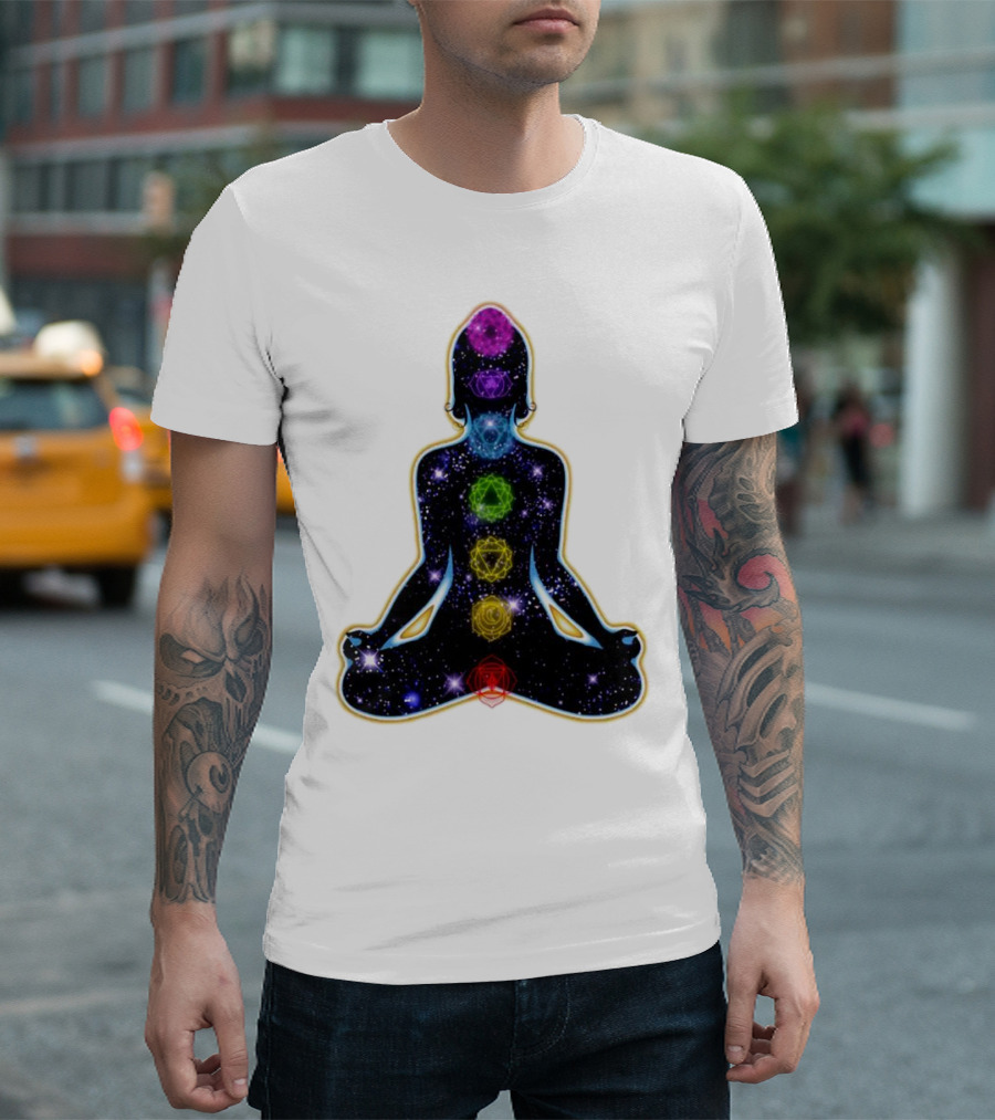 Rainbow Chakras Galaxy Meditation Christmas T-Shirt