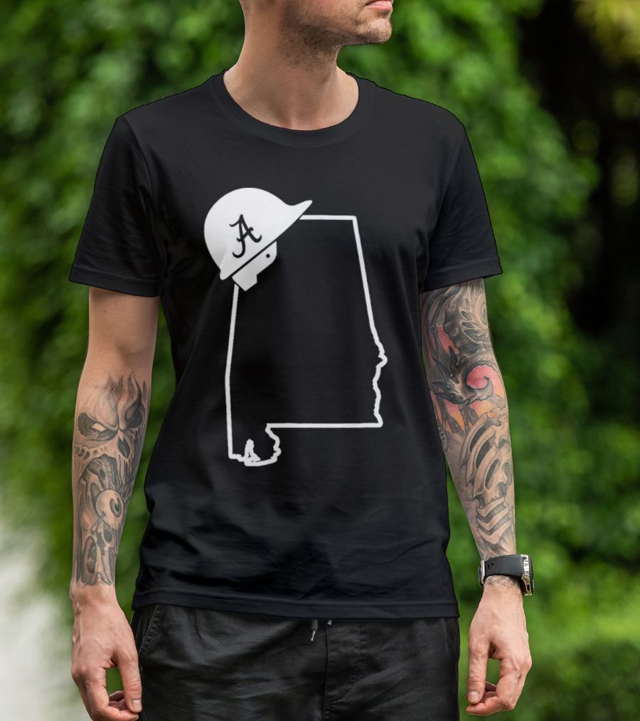 Alabama State Outline With A Logo Helmet Design New T-Shirt